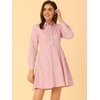 image:imageAllegra K Womens Shirt Dress Long Sleeve Collared Floral Embroidered Casual Mini DressesPink