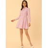 image:imageAllegra K Womens Shirt Dress Long Sleeve Collared Floral Embroidered Casual Mini DressesPink