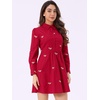image:imageAllegra K Womens Shirt Dress Long Sleeve Collared Floral Embroidered Casual Mini DressesRed