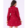 image:imageAllegra K Womens Shirt Dress Long Sleeve Collared Floral Embroidered Casual Mini DressesRed