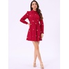 image:imageAllegra K Womens Shirt Dress Long Sleeve Collared Floral Embroidered Casual Mini DressesRed
