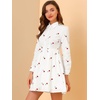 image:imageAllegra K Womens Shirt Dress Long Sleeve Collared Floral Embroidered Casual Mini DressesWhite