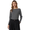 image:imageAllegra K Boat Neck Top for Womens Casual Long Sleeves Cozy Fitted BlouseGrey Black