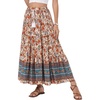 image:imageAllegra K Boho Skirt for Womens Casual Peasant Floral Bohemian Tassels Elastic Waist Maxi SkirtsRed