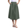 image:imageAllegra K Cotton Midi Skirt for Womens Summer Casual Button Decor Elastic Waist ALine Skirts with PocketArmy Green