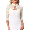 image:imageAllegra K Elegant Lace Bolero Shrug for Women 34 Sleeve Stand Collar Sheer Floral Lace Cardigan TopApricot