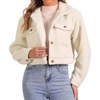 image:imageAllegra K Fuzzy Fleece Jacket for Womens Casual Faux Fur Button Winter Outerwear Short CoatBeige
