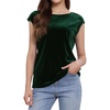 image:imageAllegra K Velvet Blouse Tops for Womens 2025 Dressy Christmas Party Crew Neck Cap Sleeve TopDark Green