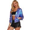image:imageAllegra K Womens Holographic Party Shimmering Shiny Lightweight Zipper Hooded Metallic JacketBlue Purple