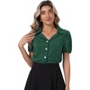 image:imageAllegra K Womens Polka Dots Short Sleeve Button Up Vintage 1950s BlouseDark Green