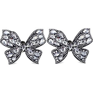 image:imageAllegra K 2 PCS Womens Bow Shoe Clips Rhinestone Satin Shoe Buckle Removable Decorative Clips for Heels FlatsBlackButterfly