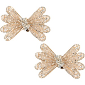 image:imageAllegra K 2 PCS Womens Bow Shoe Clips Rhinestone Satin Shoe Buckle Removable Decorative Clips for Heels FlatsLight YellowTwist
