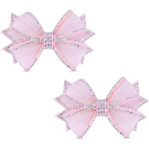 image:imageAllegra K 2 PCS Womens Bow Shoe Clips Rhinestone Satin Shoe Buckle Removable Decorative Clips for Heels FlatsPinkTulle