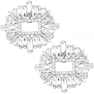 image:imageAllegra K 2 PCS Womens Rhinestone Shoe Clips Detachable Crystal Shoe Buckle Clips for Wedding PartySilverSquare