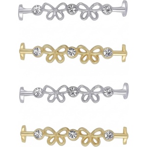 image:imageAllegra K 4 PCS Womens Shoelace Charm DIY Decorative Rhinestones Shoe Clips Faux Pearl for PartyGold Silver10