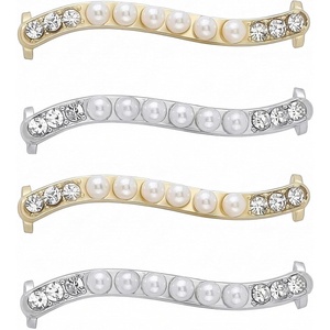 image:imageAllegra K 4 PCS Womens Shoelace Charm DIY Decorative Rhinestones Shoe Clips Faux Pearl for PartyGold Silver11