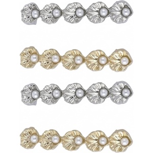 image:imageAllegra K 4 PCS Womens Shoelace Charm DIY Decorative Rhinestones Shoe Clips Faux Pearl for PartyGold Silver13