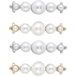 image:imageAllegra K 4 PCS Womens Shoelace Charm DIY Decorative Rhinestones Shoe Clips Faux Pearl for PartyGold Silver14