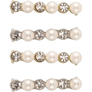 image:imageAllegra K 4 PCS Womens Shoelace Charm DIY Decorative Rhinestones Shoe Clips Faux Pearl for PartyGold Silver6