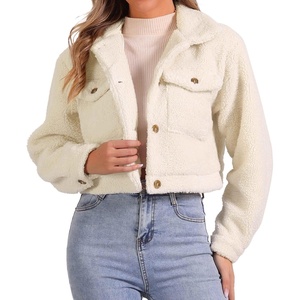 image:imageAllegra K Fuzzy Fleece Jacket for Womens Casual Faux Fur Button Winter Outerwear Short CoatBeige