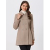 image:imageAllegra K Womens Peter Pan Collar Overcoat Double Breasted Winter Trench Pea CoatDark Beige
