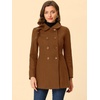 image:imageAllegra K Womens Peter Pan Collar Overcoat Double Breasted Winter Trench Pea CoatDark Brown