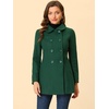 image:imageAllegra K Womens Peter Pan Collar Overcoat Double Breasted Winter Trench Pea CoatDark Green