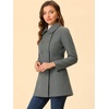 image:imageAllegra K Womens Peter Pan Collar Overcoat Double Breasted Winter Trench Pea CoatDark Grey