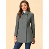 image:imageAllegra K Womens Peter Pan Collar Overcoat Double Breasted Winter Trench Pea CoatDark Grey