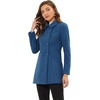 image:imageAllegra K Womens Peter Pan Collar Overcoat Double Breasted Winter Trench Pea CoatDark Grey Blue