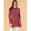 image:imageAllegra K Womens Peter Pan Collar Overcoat Double Breasted Winter Trench Pea CoatDark Pink