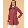 image:imageAllegra K Womens Peter Pan Collar Overcoat Double Breasted Winter Trench Pea CoatDark Pink