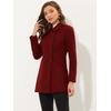 image:imageAllegra K Womens Peter Pan Collar Overcoat Double Breasted Winter Trench Pea CoatDark Red