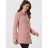 image:imageAllegra K Womens Peter Pan Collar Overcoat Double Breasted Winter Trench Pea CoatDusty Pink
