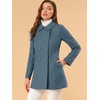image:imageAllegra K Womens Peter Pan Collar Overcoat Double Breasted Winter Trench Pea CoatGrey Blue