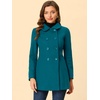 image:imageAllegra K Womens Peter Pan Collar Overcoat Double Breasted Winter Trench Pea CoatLake Blue