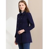 image:imageAllegra K Womens Peter Pan Collar Overcoat Double Breasted Winter Trench Pea CoatNavy Blue
