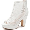 image:imageAllegra K Womens Lace Heels Boots Peep Toe Platform Chunky Heel Ankle BootsWhite