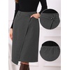 image:imageAllegra K Asymmetrical Work Skirt for Women High Waist Wrap Business Casual Midi SkirtsDark Grey