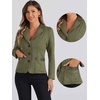 image:imageAllegra K Faux Suede Blazer for Women Lapel Collar Button Front Long Sleeve Jacket Casual Office WearArmy Green
