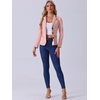 image:imageAllegra K Faux Suede Blazer for Women Lapel Collar Button Front Long Sleeve Jacket Casual Office WearPink