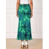 image:imageAllegra K Floral Mesh Maxi Skirt for Women Summer 2026 High Waisted Boho Bodycon Fishtail Long SkirtsBlue Green
