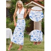 image:imageAllegra K Floral Mesh Maxi Skirt for Women Summer 2026 High Waisted Boho Bodycon Fishtail Long SkirtsWhite Blue
