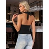 image:imageAllegra K Halter Top for Women Backless Crop Going Out Tank  Tie Neck Front Slit Y2K Party Club Sexy Night Out Trendy Going Out TopsBlack