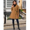 image:imageAllegra K Winter Pea Coats for Women Shawl Lapel Overcoat Single Breasted Belted Long Trench CoatBrown