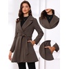 image:imageAllegra K Winter Pea Coats for Women Shawl Lapel Overcoat Single Breasted Belted Long Trench CoatCoffee