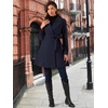 image:imageAllegra K Winter Pea Coats for Women Shawl Lapel Overcoat Single Breasted Belted Long Trench CoatDark Blue