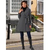 image:imageAllegra K Winter Pea Coats for Women Shawl Lapel Overcoat Single Breasted Belted Long Trench CoatDark Gray