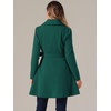 image:imageAllegra K Winter Pea Coats for Women Shawl Lapel Overcoat Single Breasted Belted Long Trench CoatDark Green