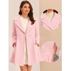 image:imageAllegra K Winter Pea Coats for Women Shawl Lapel Overcoat Single Breasted Belted Long Trench CoatPink